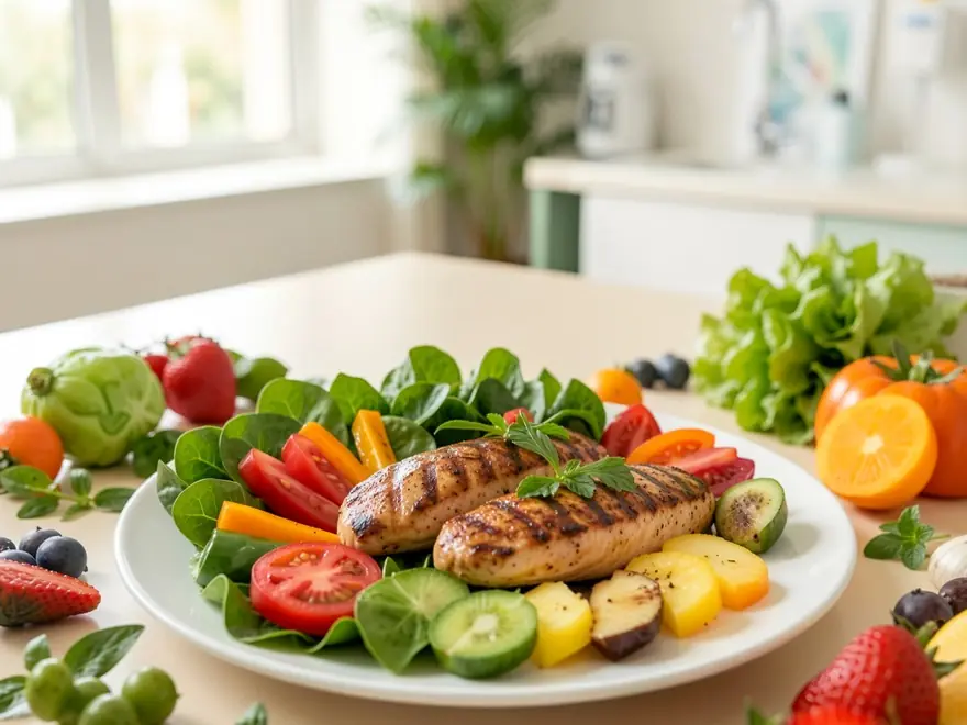 Prato de alimentação saudável e equilibrada