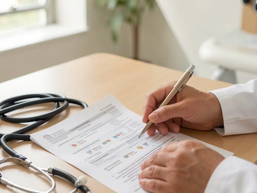 Médico analisando resultados de exames