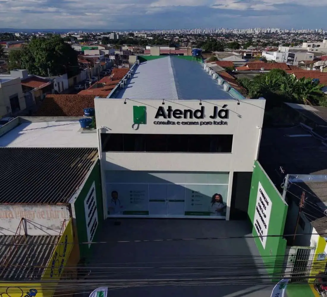 Vista aérea da Clínica Atend Já em Aparecida de Goiânia